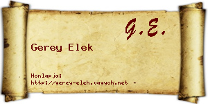 Gerey Elek névjegykártya